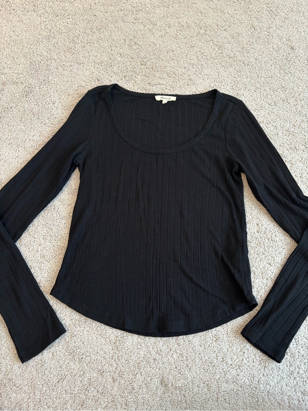 Madewell Black Ribbed Scoop Long-Sleeve, women’s size medium